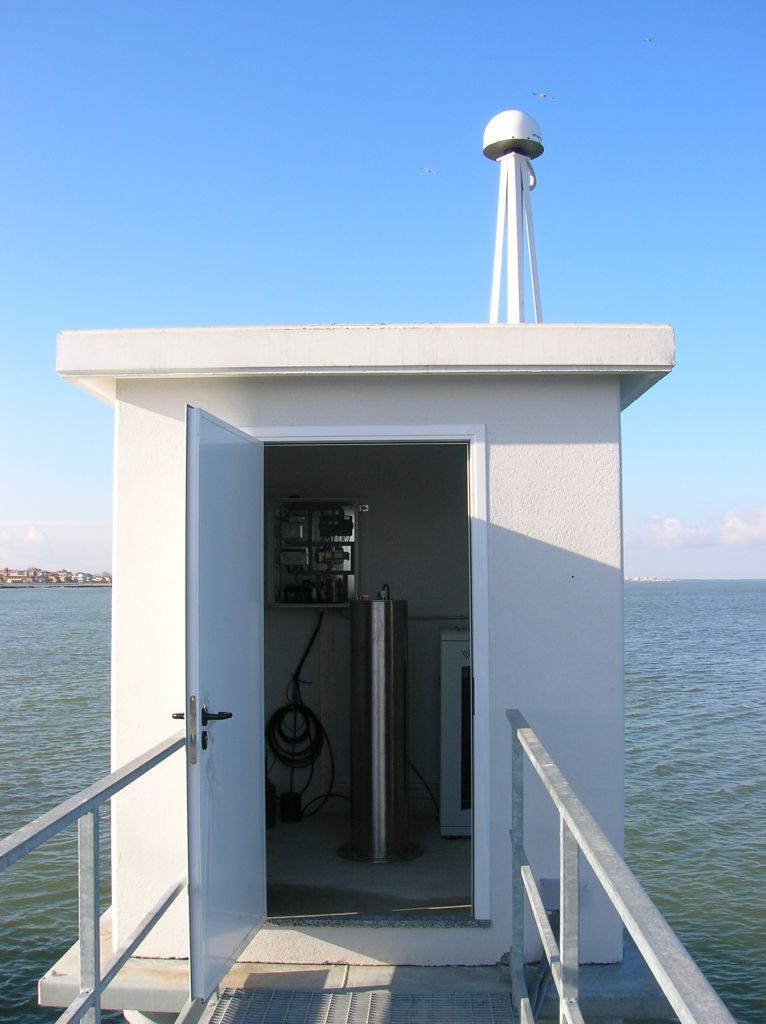 Sea level station and instruments inside.