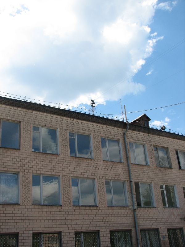 NOV702GG antenna mounted on the roof of Faculty of Civil Engineering, Chernihiv State Institute of Economics and Management.