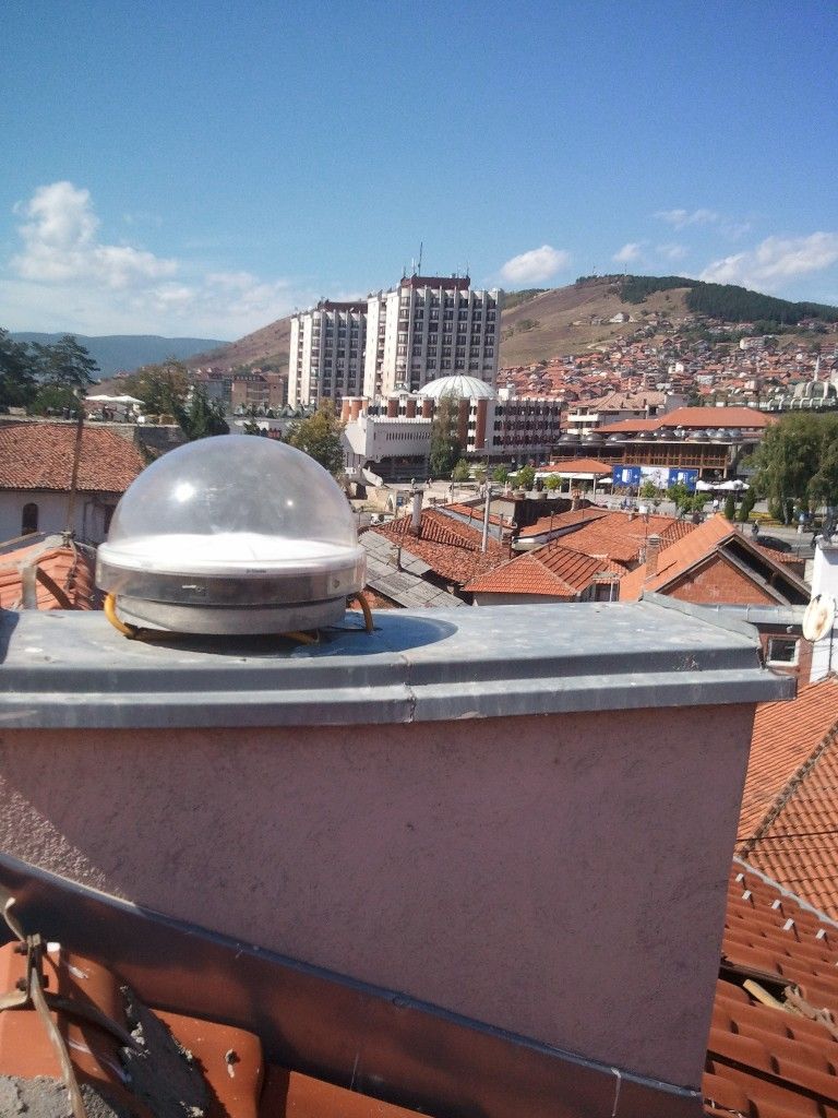 The panorama shot of local surrounding of reference GNSS antenna in Novi Pazar city