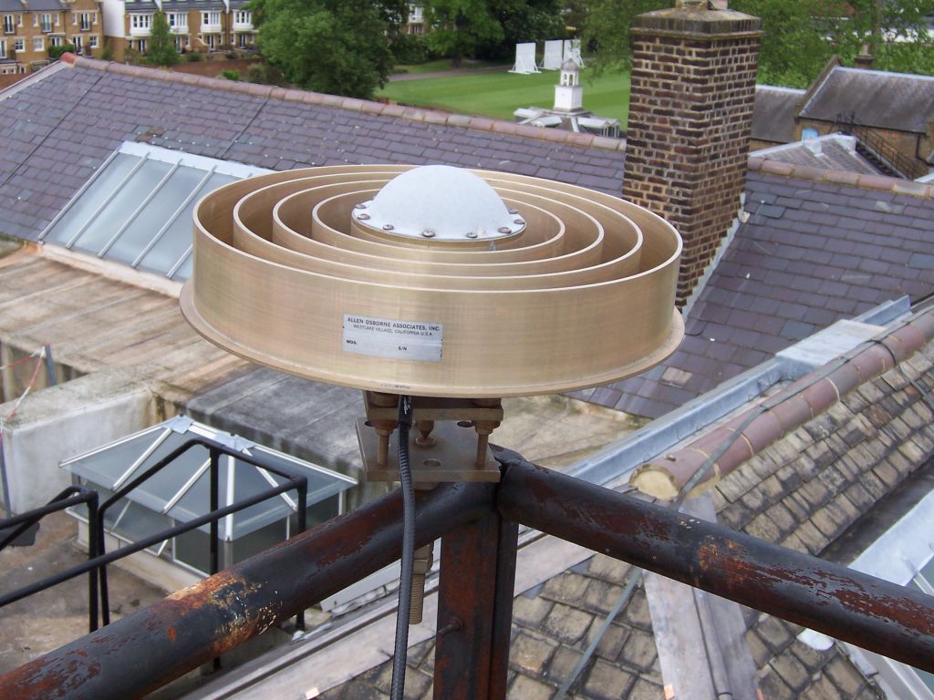 the NPLD antenna, on top of a levelling mount, on the roof of Building 2 at NPL.