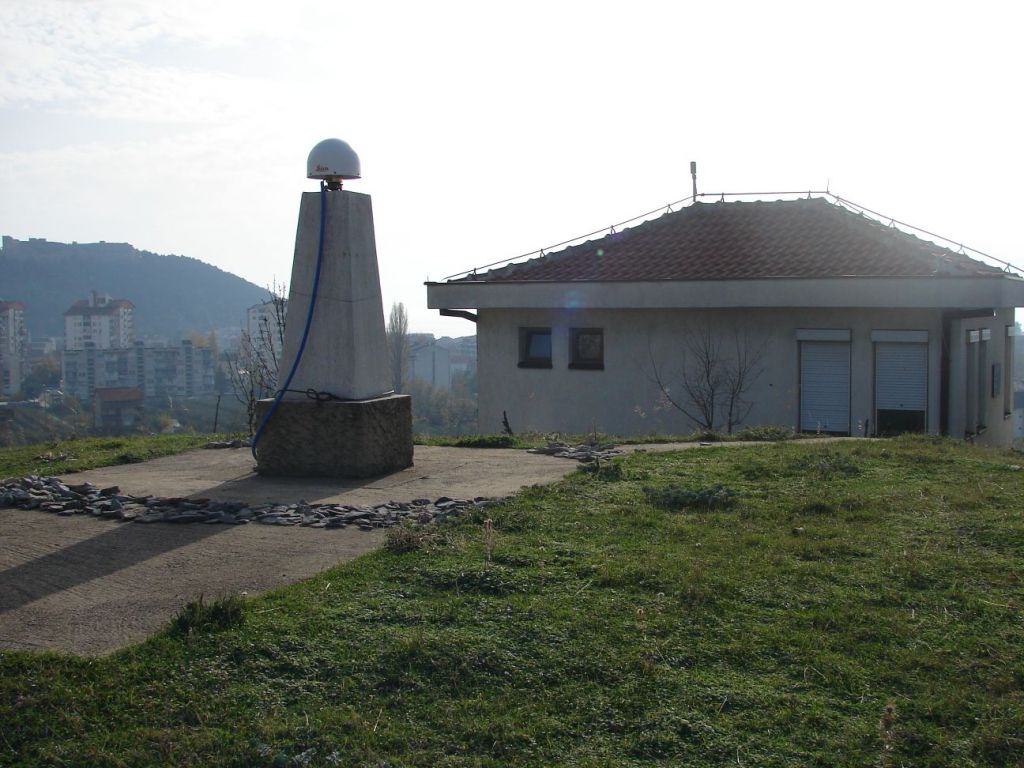 GNSS building and pillar at the GNSS Permanent Tracking Station Ohrid.