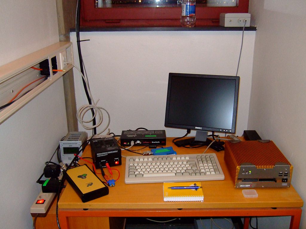 table with Javad receiver, PC, meteo station, power supply a.s.o.