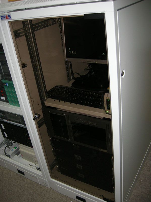 Trimble NetR5 receiver along with other reference station modules of SWKI station in a 19-inch rack.
