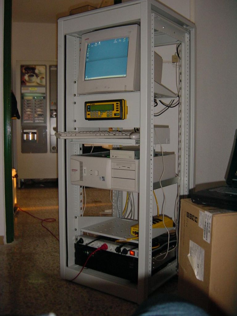 rack with trimble receiver, PC and UPS system.